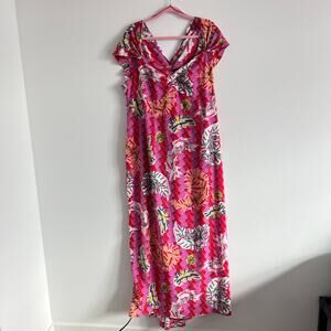 Zac Posen X Target Pink Red Safety Pin Print Maxi Dress 22W Romantic Maximalist